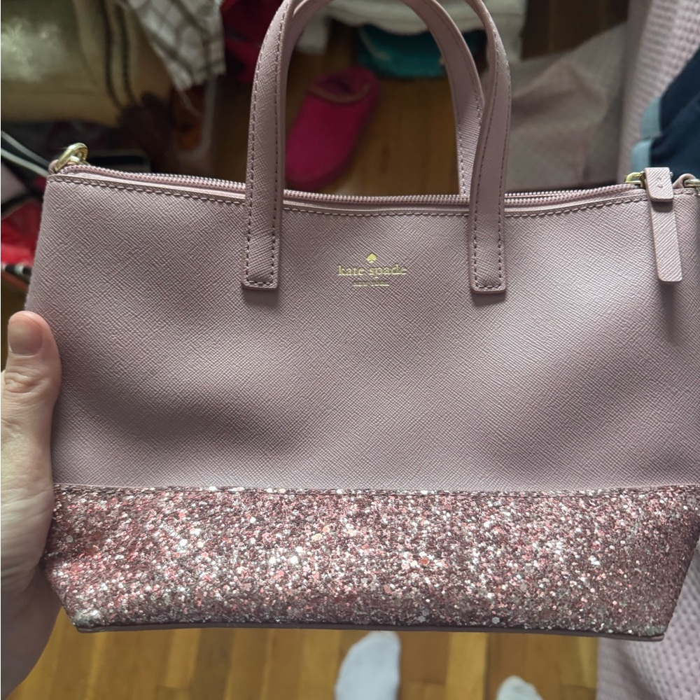 Kate Spade Lavender and Pink Glitter Tote